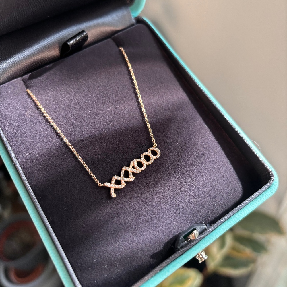 NEW Tiffany & Co. Paloma Picasso Necklace in 18k Rose Gold 0.1 CTW